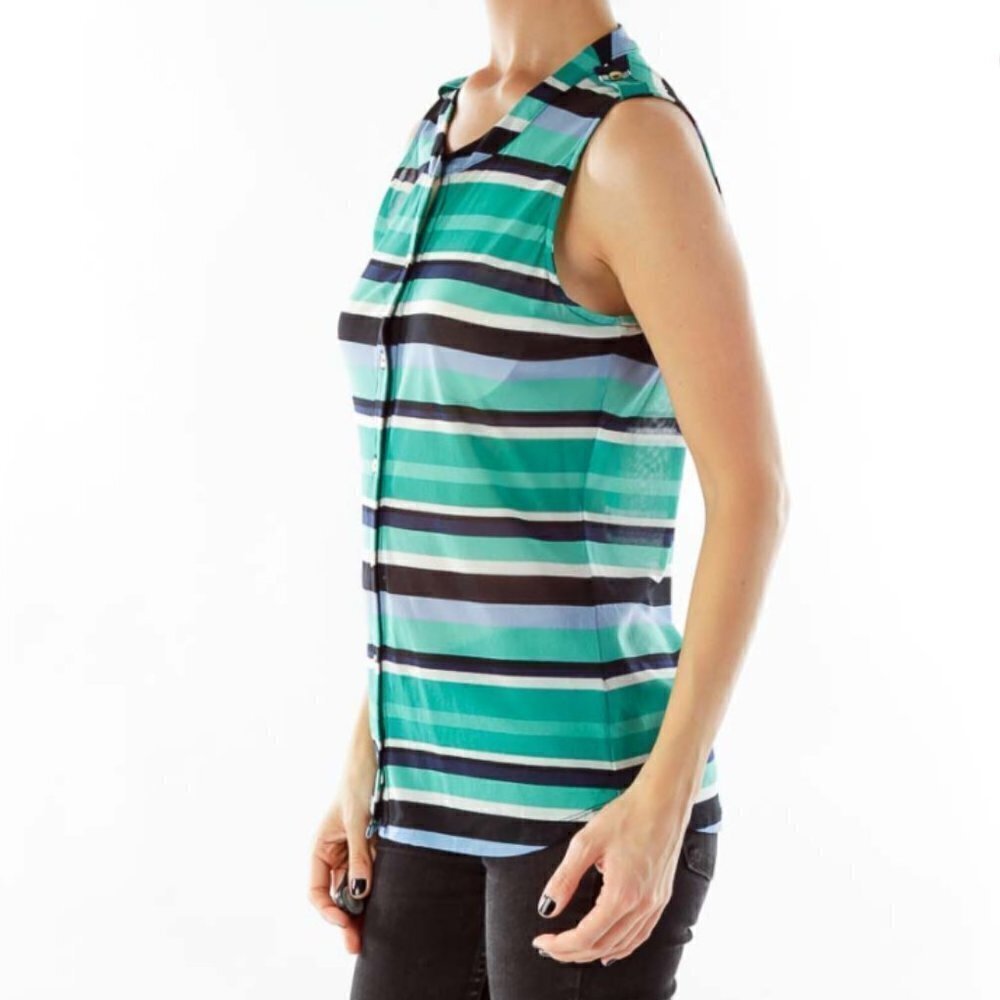 The Limited Green Blue White Sleeveless Top - Picture 3 of 3